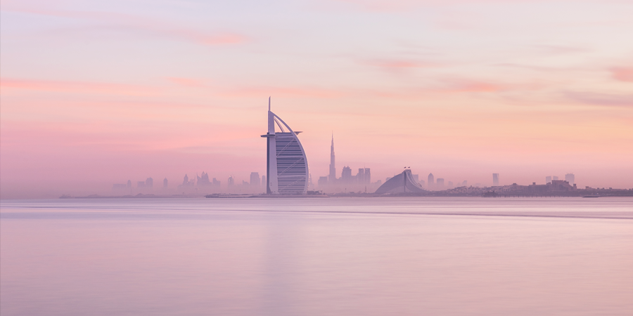 Sunrise on board a yacht in Dubai