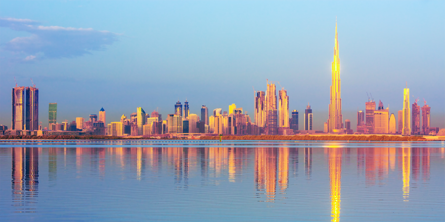 Sunrise on board a yacht in Dubai